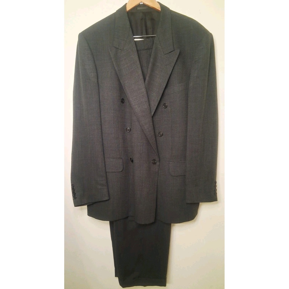 SAVOY TAYLORS GUILD Men's‎ Wool Suit  Double Breasted Jacket 46L(48) 40x30 Pants